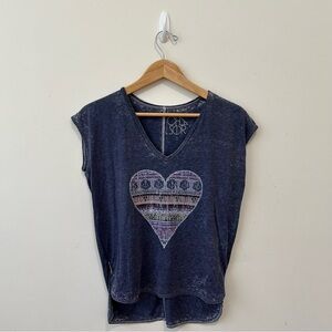 Chaser Tops Womens Small Blue Sleeveless V Neck Shirt burnout Activewear